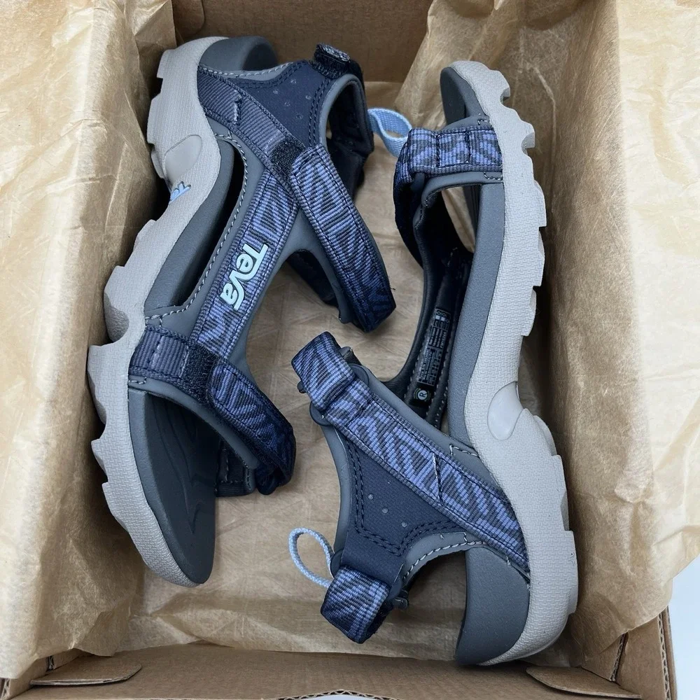 Teva K Tanza Youth Big Boys Sport Outdoor Sandals Size 1 Blue Gray‎ Adjustable